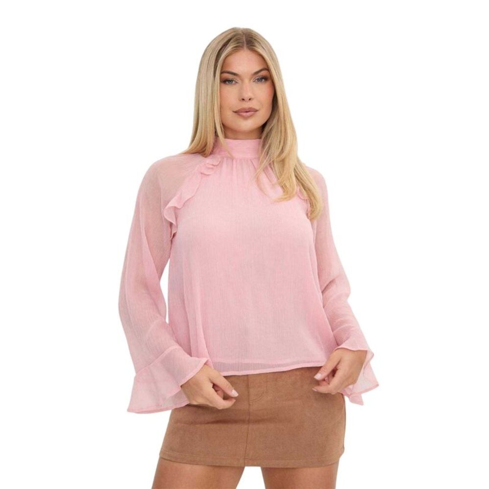 I Saw It First Womens/Ladies Ruffled Long-Sleeved Blouse / Blush